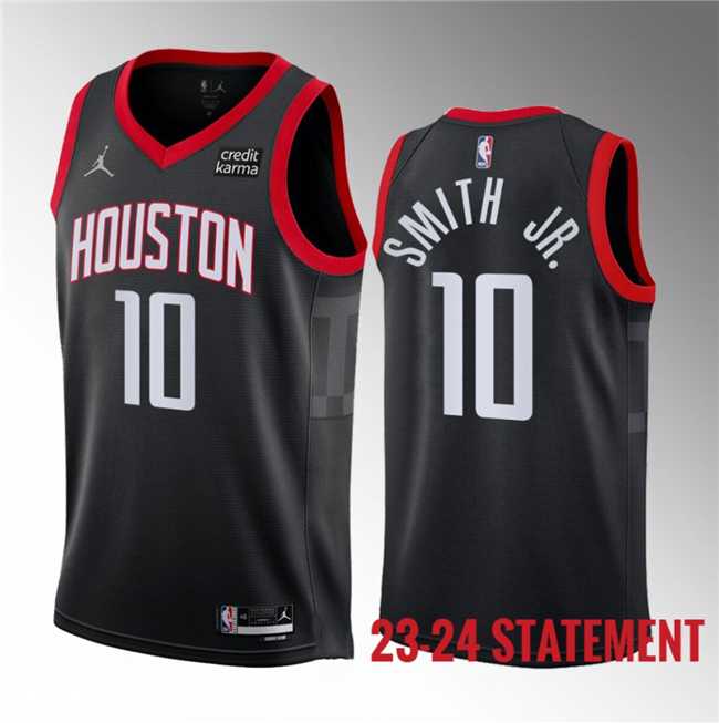 Men%27s Houston Rockets #10 Jabari Smith Jr. Black 2023 Statement Edition Stitched Basketball Jersey Dzhi